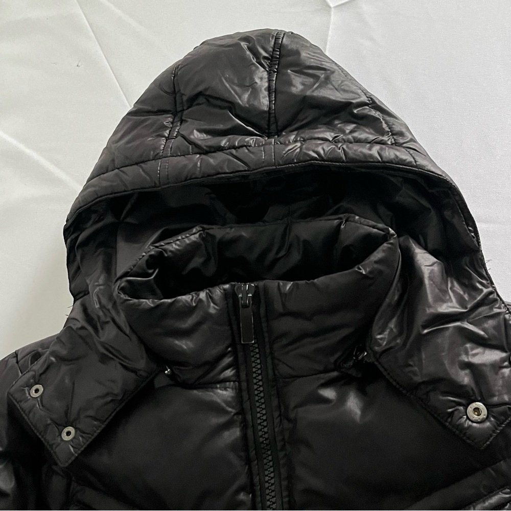 Avant Premier Homme Men’s Puffer Bomber Jacket Removable Hood Black Large